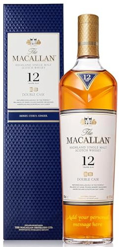 Personalised Macallan 12 Year Old Double Cask Whisky Gift for all occasions, Customised Engraved Whisky Bottle, Whisky with Custom Engraving, Premium Alcohol Gift Ideas 70cl