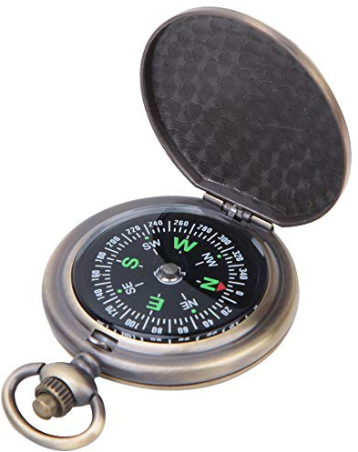 Reloj de Bolsillo Brújula Herramienta Navegación Portátil Carcasa Metal Guía Direccional Precisa Compacto para Caminatas Acampar Supervivencia Aventura Aire Libre Compañero Viajes