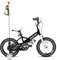 JOYSTAR 14 Zoll Kinderfahrrad für Jungen von 3-5 Jahren, 14 Zoll Jungenfahrrad mit Stabilisatoren & Flagge & Nummernschild, schwarz