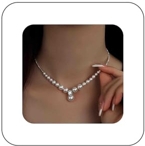 Collana di Perle A Catena con Filo di Perle Bianche e Cz per Donne Matrimonio