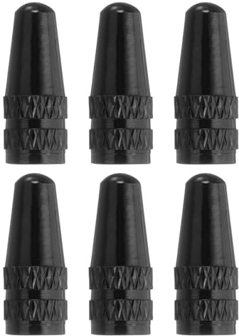 sourcing map 6pcs Bike Valve Caps Anodized Aluminum Road Bicycle Air Tire Valve Caps Dust Caps for MTB Road Racing Bicycle, Black