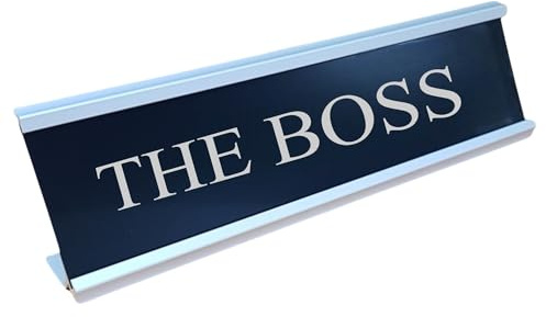 Engraved THE BOSS Desk Name Plate Plaque Office Plaque Desk Nameplate Selection Of Colours (Black)