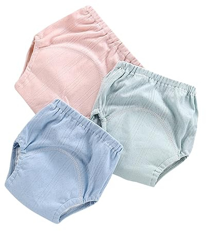 LOORGVEL 3 pièces Pantalons Entraînement Garçon Fille Imperméables Couches Coton Respirant Réutilisables Mixte Sous-vêtements pour Toilette Garçon Fille
