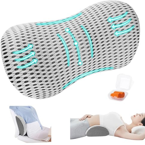 Kulamo Cojín Lumbar, Almohada De Apoyo para La Cintura, Almohada Lumbar Dormir, Funda Lavable Extraíble, Cojín Lumbar De Espuma Viscoelástica para Cama, Sofá, Coche, Silla De Oficina