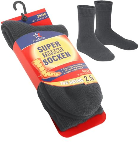 Footstar Damen und Herren Feet Heater Thermo Socken (1 Paar) Extra warme Winter Socken - Anthrazit 39-42