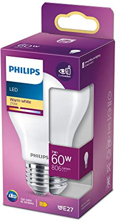Philips LED Classic E27 Lampe, 60 W, Tropfenform, matt, warmweiß