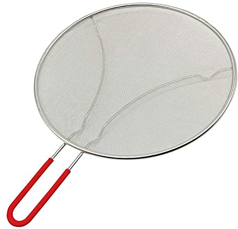 33cm Splatter Screen Guard for Frying Pan - Protect from Hot Oil & Grease Splash When Cooking. Extra Fine Mesh Stainless Steel Pot Cover Keeps Your Kitchen Clean