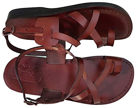 Sandales en cuir Jésus style romain 06, marron foncé, 43 EU Larga
