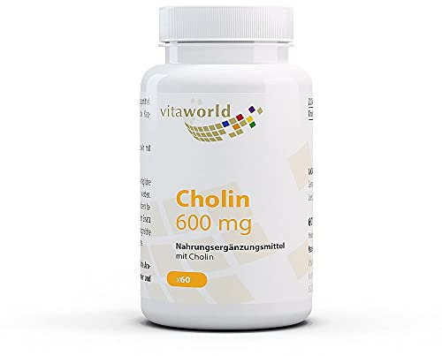 Pack de 3 Vita World Colina 300mg 3 x 60 Cápsulas Vegana Libre de Aditivos Natural, Alta Biodisponibilidad Producción Farmacia Alemania