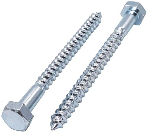 SKIR'CO (30 piezas) Tornillos de madera DIN 571 de acero galvanizado con cabeza hexagonal M10 x 120 mm, tornillos de coach, tornillos hexagonales, tornillos de retardo