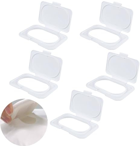 UtySty Paquete de 5 toallitas para bebé, tapa abatible, reutilizable, adhesiva, dispensador, tapa que no se seca, para niños, paquetes de toallitas de agua, paquete de bolsa, bolsa portátil, pañuelos