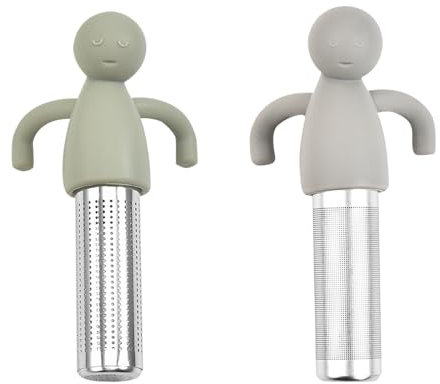 Wekuw 2 Stück Teesieb, Extra Feiner Teefilter, Teeei für Losen Tee, Stainless Steel Tea Filter Modernes Design aus Hochwertigem Silikon für Losen Tee Mulling Gewürze für Tassen Tassen und Teekannen