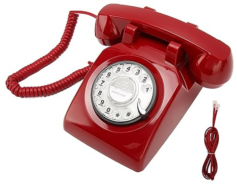Vintage Fast Telefon, Retrotelefon ABS Mekanisk Ringer Lätt Att Använda för Kontor för Sovrum (Röd färg)