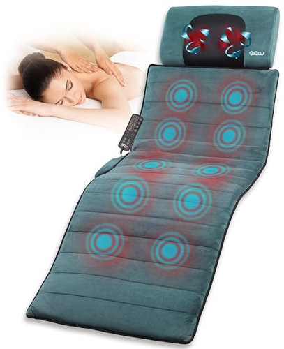 GALERIA DEL COLECCIONISTA Sistema de Masaje Triple SPA: Colchón de Masaje Cuerpo Completo. Shiatsu, Vibración, Termoterapia. Viscoelástica, Almohada Ergonómica Desmontable Plegable. (Large)
