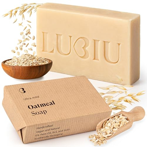 lubiu Jabón Avena - 100g Pastilla de Jabon Natural - Suave Jabón Facial y Cuerpo y Manos - Jabon Bebe Recien Nacido