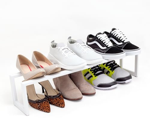 QUALIAZERO Zapatero expandible para armarios, entradas, pasillos, dormitorios, salas de estar, cocinas, baños, lavanderías (nieve satinada, 1 unidad)