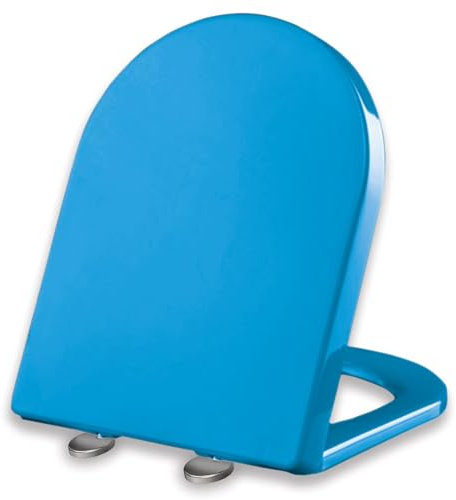 Giural Farbiger Klodeckel Mit Absenkautomatik D-Form Toilettendeckel Mit Absenkautomatik Farbiger, Toilettensitz Aus PP, WC Deckel Abzunehmende Toilettenbrille, WC-Sitz,Blau