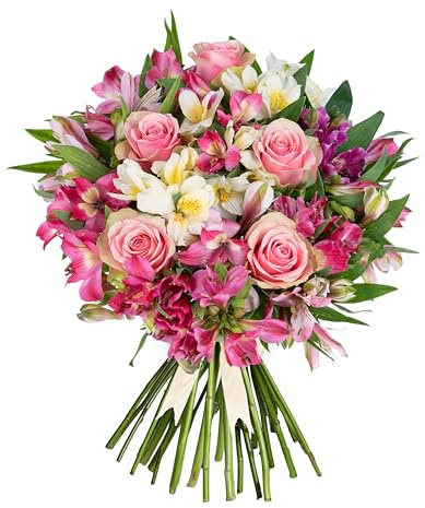 Peruvian Lily & Rose - Fresh Flowers - Birthday, Anniversary, Get Well, Thank You, Occasion Flower - Cut Floral Gifts, Weddings, Sympathy, Celebrations, Mothers day (Large)