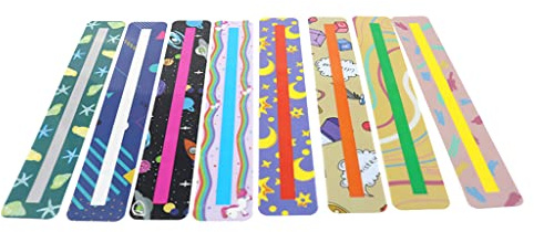 Lot de 8 bandes de lecture guidées de dessin animé pour enfants et étudiants - Kit de superpositions de texte coloré - Outils précoces - Large surbrillance avec superpositions colorées pour dyslexie