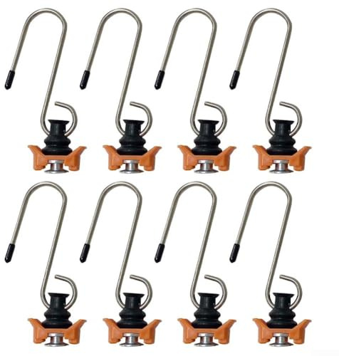 Oniissy Airline Rail Fitting Hooks 8PC | Alloy End Fittings with S Hooks for RV, Trailer and Camper | Up to 50 kg Load Capacity | Compatible with T-Tracks and L Rails