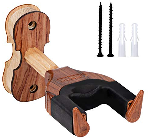 Soporte de Pared para Violín, Gancho de Montaje en Pared con Bloqueo Automático Base Madera Durable, Colgar en la Pared Ukelele o Mandolina para Casa y El Estudio