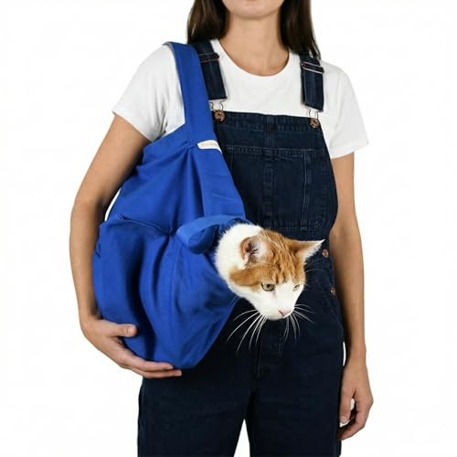 Cat-in-the-Bag Cozy Comfort Carrier - Large Cobalt Blue Cat Carrier Soft for Grooming, Vet Visits, Medication Administration, Dental Care, Nail Trimming, and Car Travel