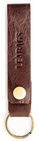 LEABAGS Leder Schlüsselanhänger Damen & Herren I Premium Schlüsselring I Autoschlüsselanhänger I Schlüsseletui I Geschenkidee I 13 x 2 x 1 cm Vintage Cognac