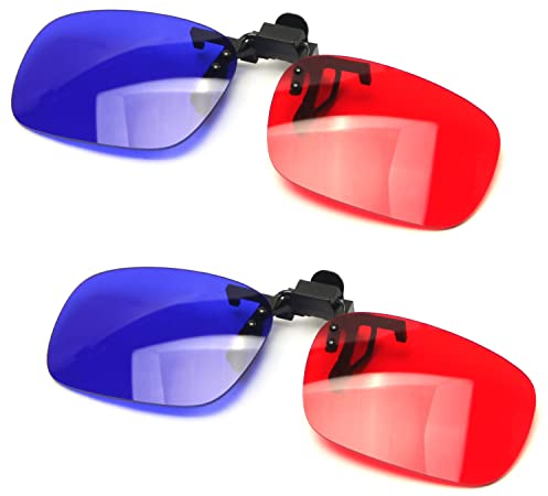 Othmro Lot de 2 Lunettes 3D Rouge-Bleu, Lunettes de Jeu de Film 3D Monture en Plastique Lentille en résine Noire, Lunettes de Style 3D pour Jeux de Films 3D, Style de Mise à Niveau supplémentaire