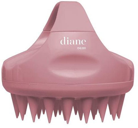 Diane Scalp Massage and Shampoo Brush with Soft Silicone Bristles, Exfoliates and Cleanses Scalp, Promotes Scalp Circulation, Evenly Distributes Hair Oil, Clear