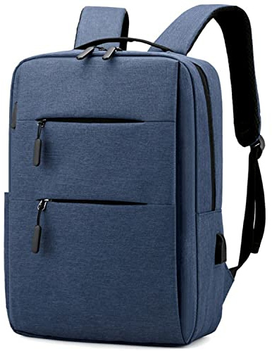 Mixroom - Laptop-ryggsäck för herr bärbar dator datorväska bärbar dator väska 15 tum två framfickor med USB Z1, Blå, M, Traditionella ryggsäckar