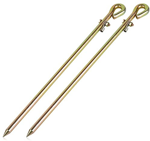 MOKIKUBA- Portable Ground Rod - Grounding Pin with Ground Wire Lug | Great for Electric Fences,Antennas,Satellite Dishes,Ground Post Pin,Tie out Stake (Set of 2)