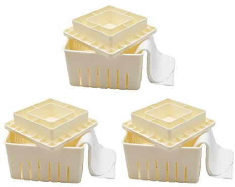 3 piezas de prensa de tofu con tapas + 3 piezas de tela de queso Paneer, prensa de queso de soja, prensa de tofu