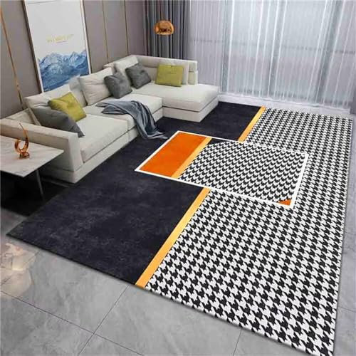 RUGMRZ Teppiche Fürs Kinderzimmer Bettumrandung Schlafzimmer Orange grau geometrisches Design unregelmäßiges dekoratives Rechteck pflegeleicht Babyzimmer Teppich Junge 120X170CM