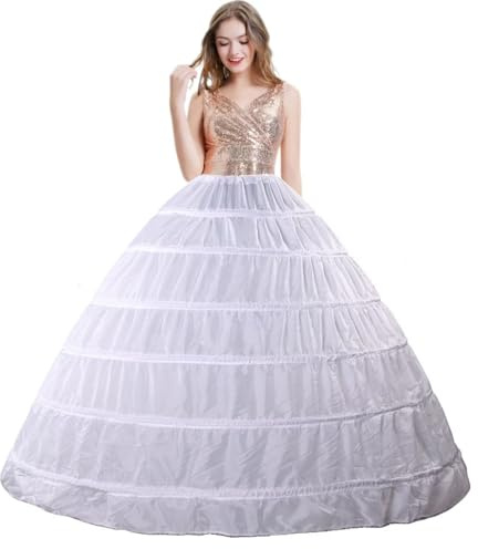 Genérico Enaguas Cortas Cancan para Mujer, 6 Aros hasta el Piso Enagua Crinolina para Vestidos Falda Skirt Novia, 6 Hoops Wedding Dress Petticoat, Boda Faldas Accesorios, Enaguas Enteras Underskirt