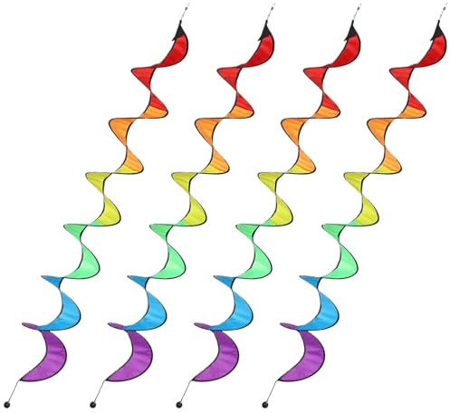 Molinillo De Viento Arcoíris | Juego De 4 Molinillos Decorativos Para Jardín,Esculturas Decorativas Exterior Ahuyentadoras De Aves Para Patio, Balcón, Jardines Traseros, Áreas De Juegos Infantiles Y C