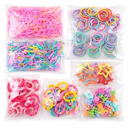 PYRUVAE 875 Pezzi Set di accessori per capelli da bambina, Accessori per Capelli per Ragazze, Elastici Capelli Neonata Mini, Elastici Capelli Colorati, Piccole Forcine di Fiori per Bambina Ragazze