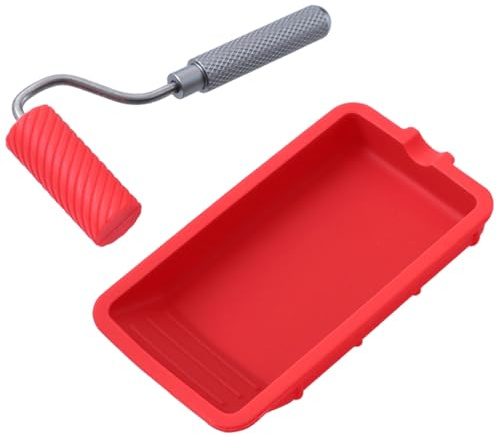 Juego de rodillos de pegamento, aplicador de pegamento de silicona para carpintería con bandeja para manualidades, kit de pintura profesional para carpintería, aplicador de madera roja