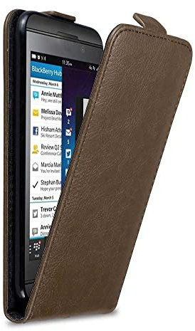 Cadorabo Hülle kompatibel mit BlackBerry Z10 Flip Design aus Premium Kunst Leder Flip Klappbare Stoßfeste Magnetische Cover Hülle für BlackBerry Z10 Tasche in Braun