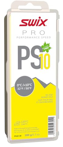 SWIX PS10 Yellow 0 C/+10 C Performance Speed Ski Glide Wax, 180g