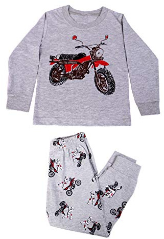 MENGMENG Cotton Long Sleeve Motorcycle Christmas Boys Sleepwear Pajamas Kids for Boys Nightwear