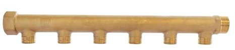 SOMATHERM FOR YOU, Collecteur laiton 6 départs Mâle 15/21, Entrée Femelle 20/27, Sortie Mâle 20/27, idéal pour installations sanitaires et chauffage, pression 10 bar, température max 90°C