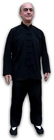 Tortue de Jade kimono Taichi Qi gong seta mista nera, Nero , 170 cm
