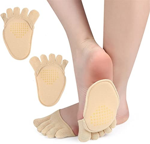 Five Toes Half Socks, 1 Pair Anti-Slip Invisible Five Toes Socks Forefoot Pad Five Toe Topper Socks Toes Cap Cover Socks Pad, No Show Heelless Toe Socks Toe Separator Socks for Relieve Toes Friction
