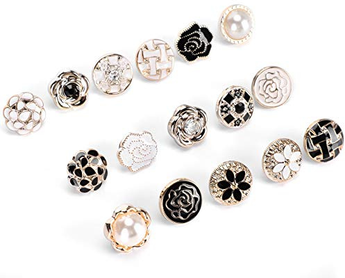 30 Pcs Col Bouton Pins, Broche de Boutons Beau Col Épingles de Sûreté Femmes Chemises Broche Boutons pour Femmes Filles Vêtements Cardigan Robe Décor Cadeau