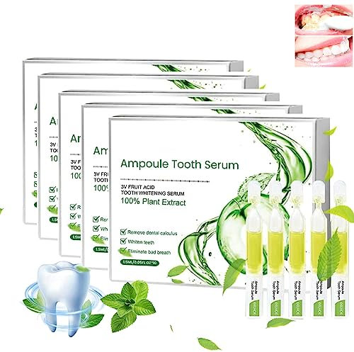 Tolpa Ampullen Zahnpasta - TLOPA Ampoule Tooth Serum, Ampullen-Essenz-Zahnpasta, 3-V-Fruchtsäure-Zahnaufhellungsessenz, Entfernung von Zahnstein und Plaque,einfach zu verwenden (5box/50pcs)