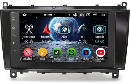 Erisin 8-Core 8 Pulgadas 4GB RAM+64GB ROM Android 16 GPS Navegación Estéreo de Automóvil para Mercedes Benz Clase CLK C209 A209 Soporte Bluetooth 5.0 Inalámbrico CarPlay Android Auto WiFi Dab+ 4G SWC