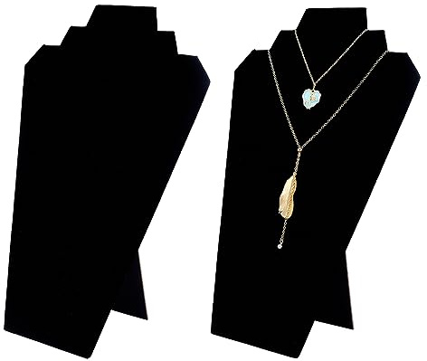 FINGERINSPIRE 2 pezzi gioielli collane espositori in velluto nero 31 cm alto busto 3D manichino modello collana gioielli organizer scaffale