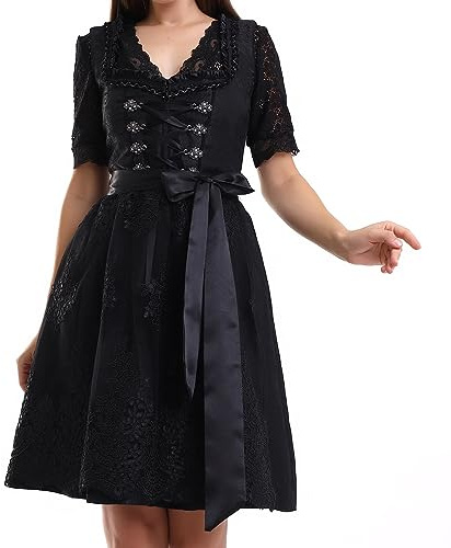 lifos 0300 Dirndl Germandress 2 st. Oktoberfest storlek 34 till 52, svart, 36