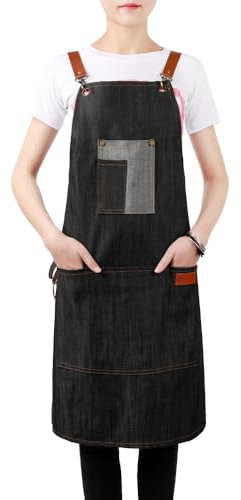 LIBAIJIAAZQH Tabliers de Cuisine, Tablier de Cuisine Femme, Tablier de Cuisine en Jean Avec Tablier Homme, Tabliers de Travail Pour Hommes et Femmes Pour Jardinage, Restaurant, Barbecue, Café