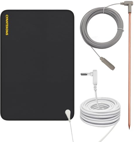 Copper Grounding Rod with 40ft Female Ground Cord, Portable Ground Rod Kit,Great for Grounded Earth Connected Products (Grounding Rod Kit with 24 * 16” Grounding Mat)